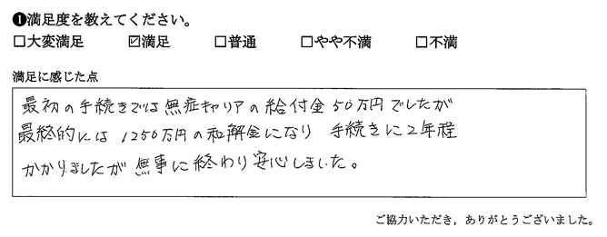 手続きに2年程かかりましたが無事に終わり安心しました